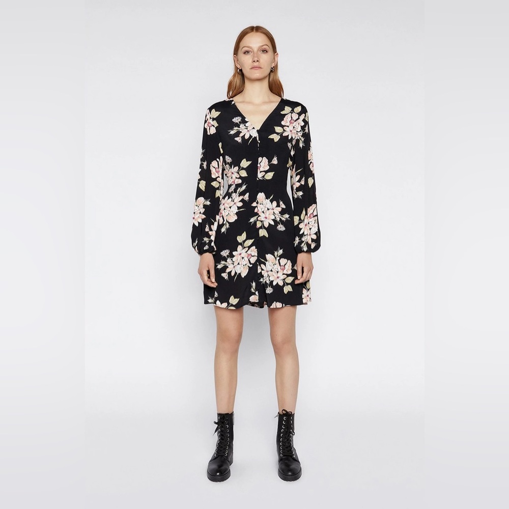 Long sleeve floral mini dress